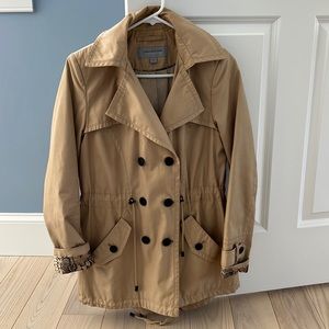 Marc NY tan trench with black buttons/hood